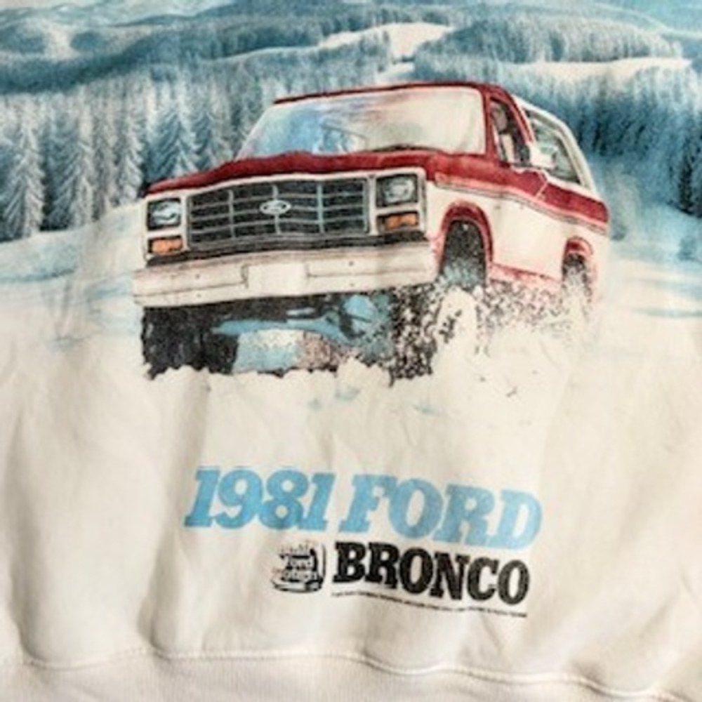 Abercrombie & Fitch 1981 Ford Bronco Graphic Sweatshirt Cream Mens Small - Picture 4 of 15